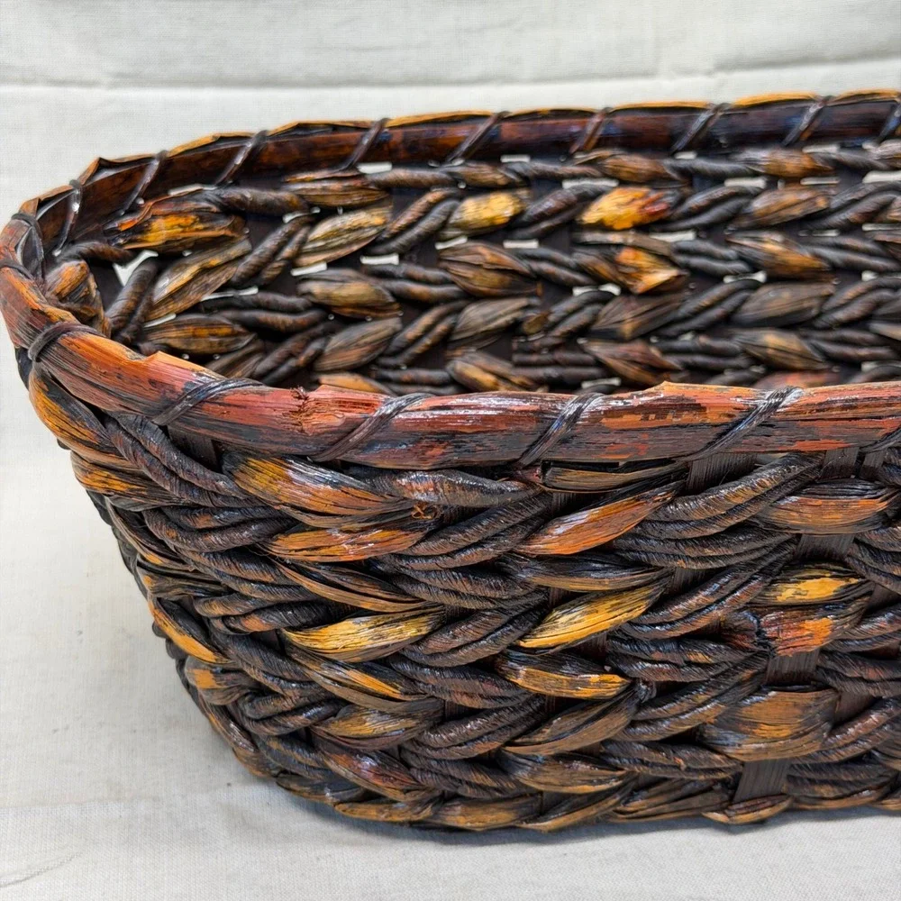 Vintage Woven Storage Basket Fruit Basket Pantry Organizer English Cottage 1970s